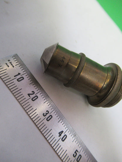 ANTIQUE SPENCER BRASS 44X OBJECTIVE LENS MICROSCOPE PART AS PICTURED R4-A-28