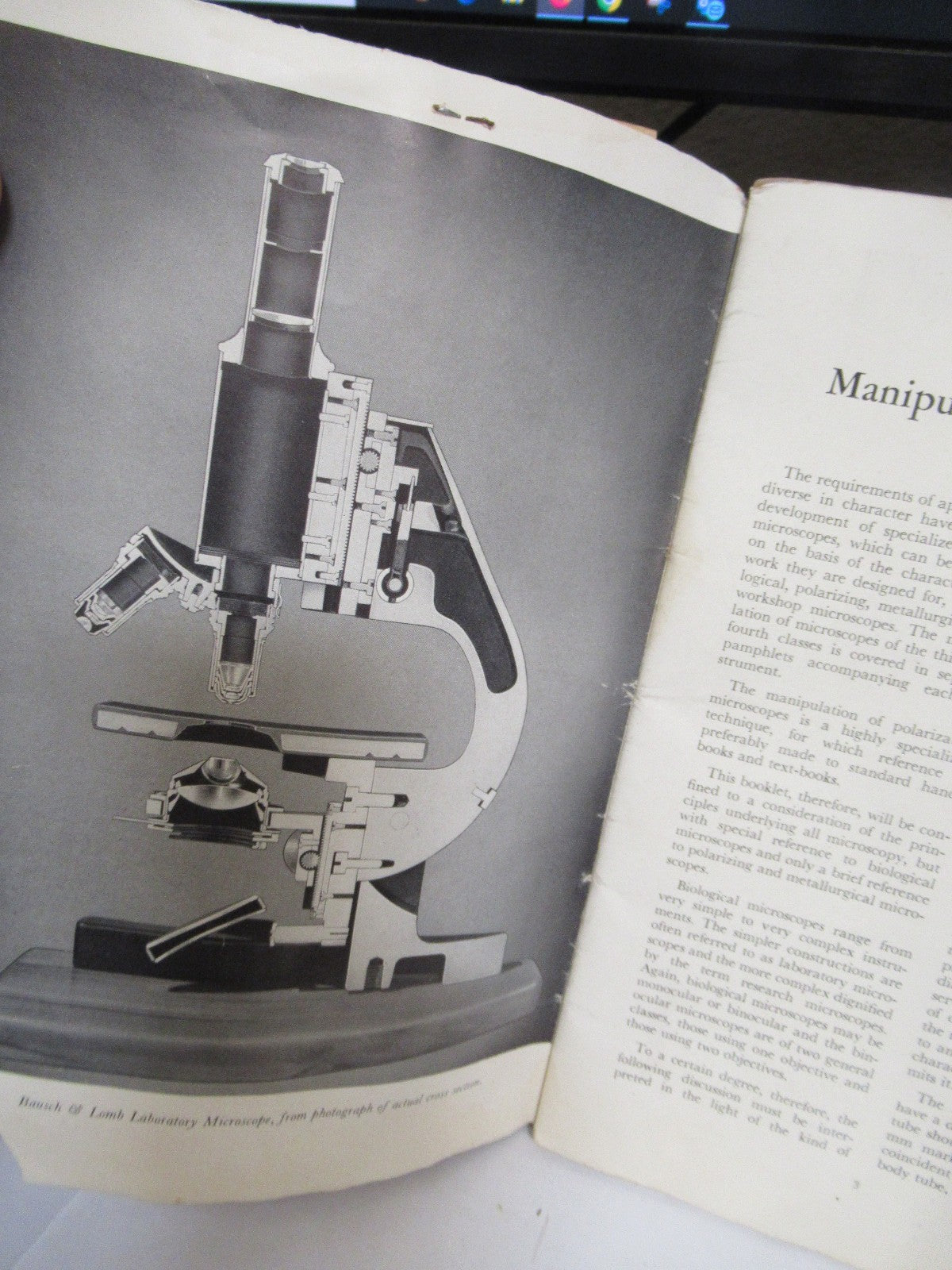 ANTIQUE BAUSCH LOMB BOOKLET INSTRUCTIONS 1932 MICROSCOPE PART AS PIC V7-A-15
