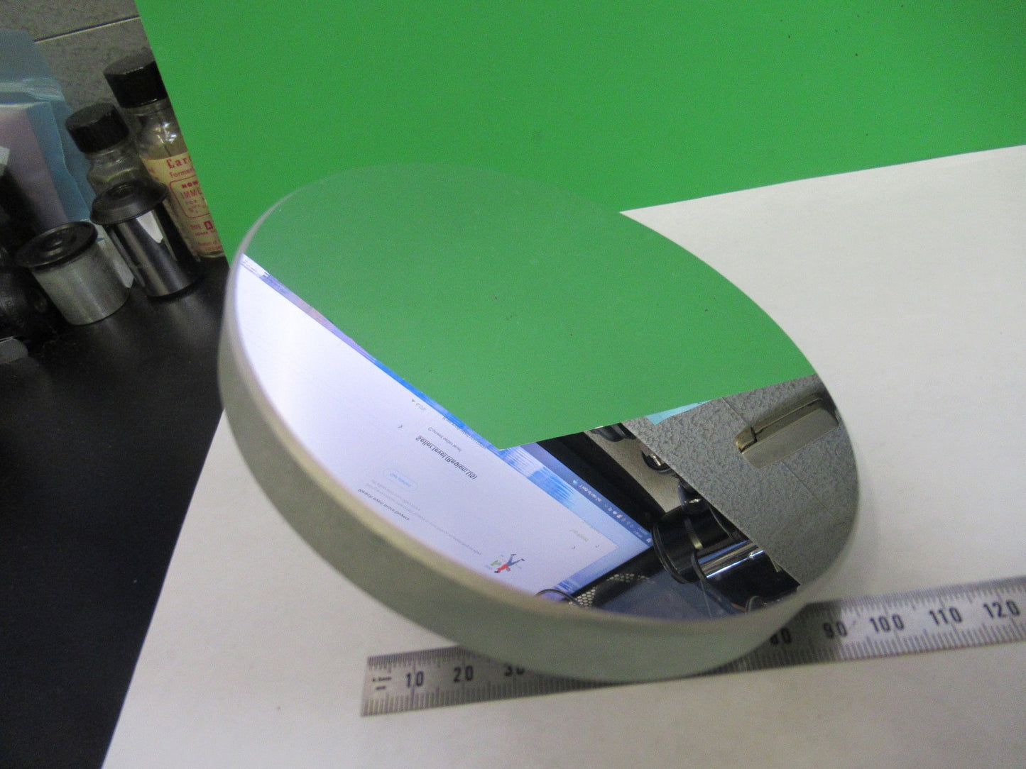 LARGE AUS JENA GERMANY MOUNTED MIRROR OPTICS MICROSCOPE PART AS PICTURED T2-A-46