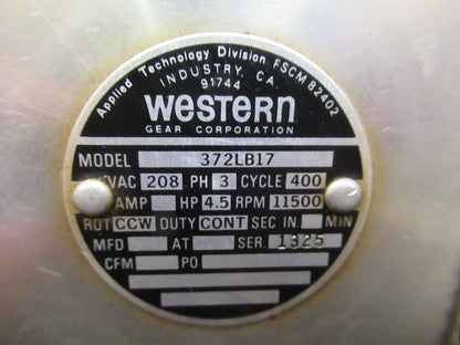 WESTERN MOTOR ELECTRIC 372LB17 NSN 6105-00-949-3607 AIRCRAFT  AS PICTURED &td-2
