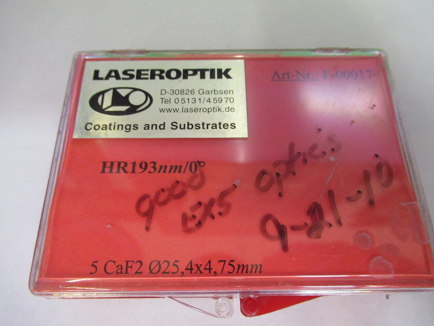 OPTICAL LENS LOT CALCIUM FLUORIDE CaF2 INFRARED OPTICS AS PICTURED T7-FD-96