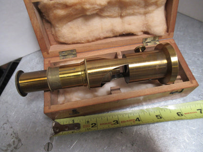 ANTIQUE FRENCH PORTABLE BRASS MICROSCOPE  WITH BOX circa 1870 T8-B-30
