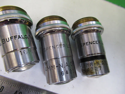 SPENCER 10X 44X 95X OBJECTIVE LOT MICROSCOPE PART OPTICS AS PICTURED X9-B-77