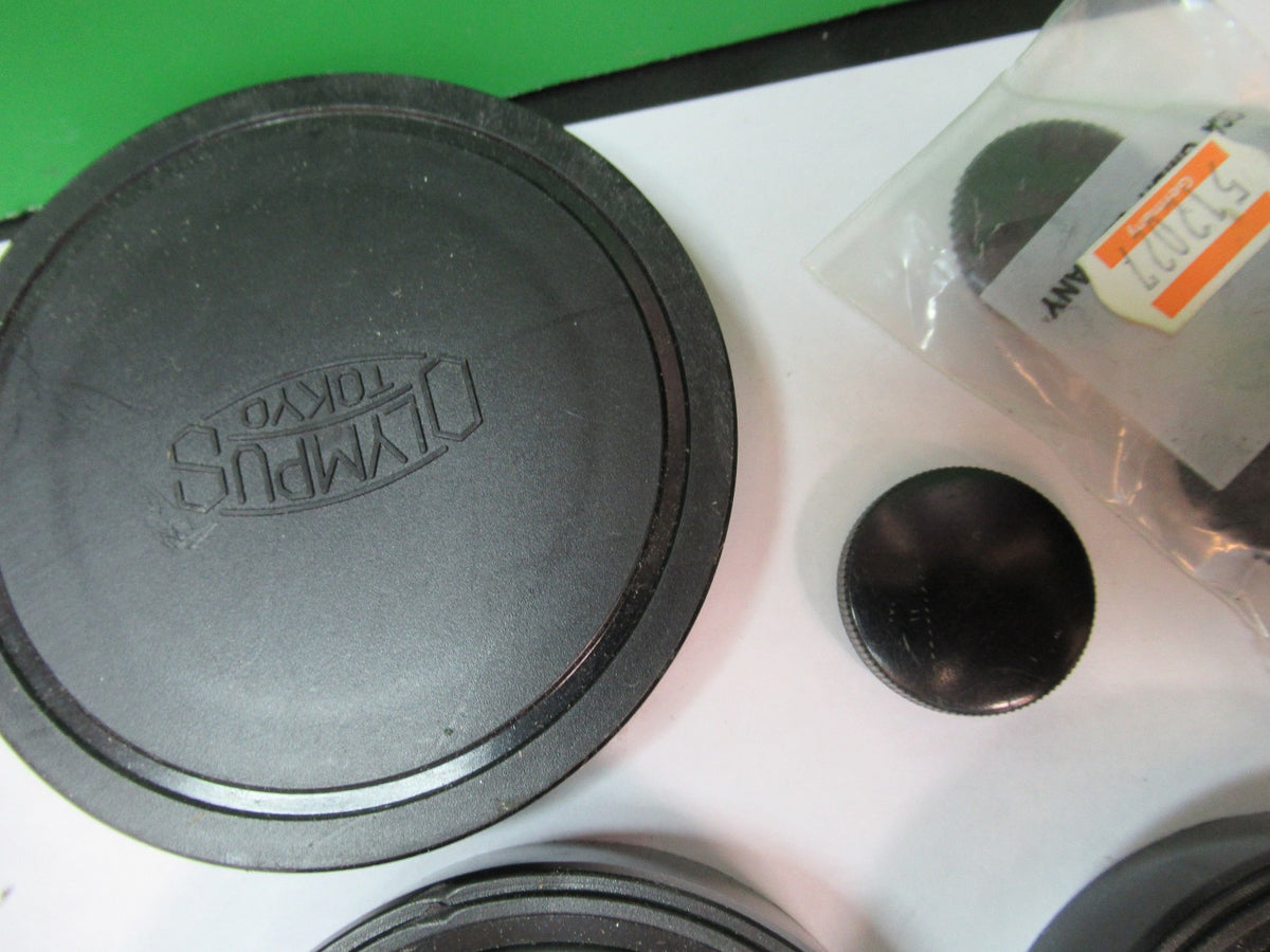 OLYMPUS PLASTIC CAPS LEITZ OBJECTICE CAPS LOT MICROSCOPE AS PICTURED T5-A-93