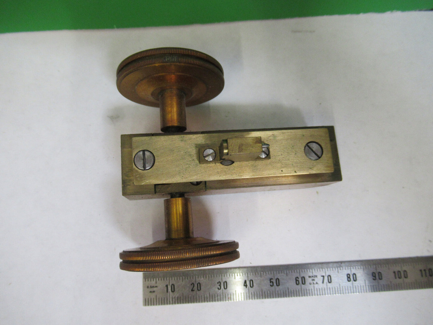 ANTIQUE BAUSCH LOMB MACRO STAGE KNOBS BRASS MICROSCOPE PART AS PICTURED S7-A-02