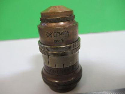 ANTIQUE BRASS CARL ZEISS  APO 4mm OBJECTIVE MICROSCOPE AS PICTURED #H3-A-45