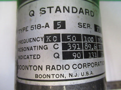 BOONTON RADIO Q FACTOR STANDARD CALIBRATION INDUCTANCE AS PICTURED &z1-a-210