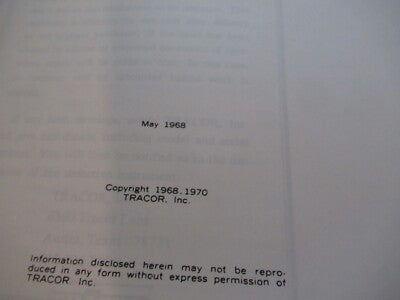 COLLECTABLE RARE TRACOR 895A PHASE COMP FREQUENCY STD MANUAL 1970 AS PIC &BIBLI