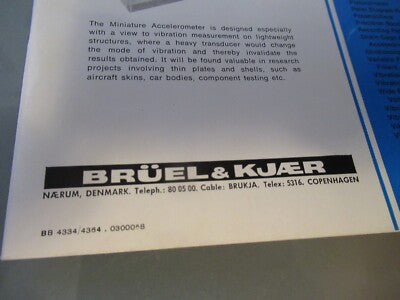 Vintage Manual Brüel & Kjær 4324 4364 Accelerometer 1968