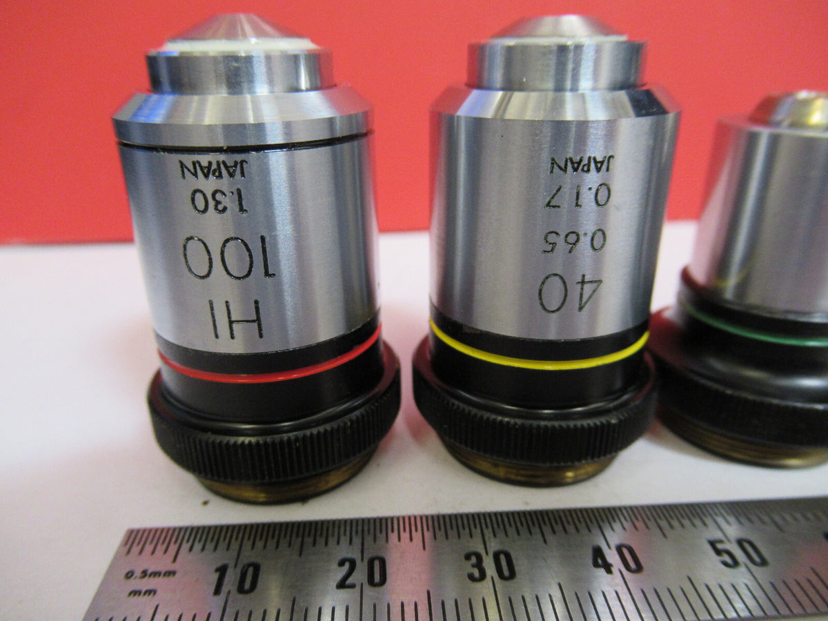 Olympus Japan Lot 100X 40X 10X 4X Microscope Part Objective