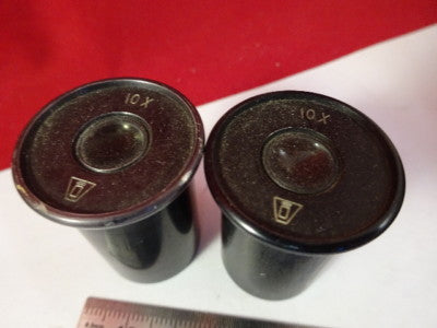 PAIR EYEPIECES OCULAR 10X VICKERS ENGLAND UK OPTICS MICROSCOPE PART #5-A-40