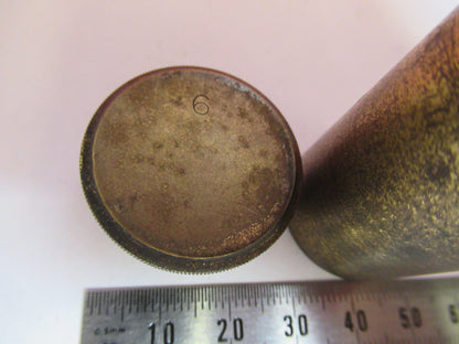 ANTIQUE BRASS EMPTY OBJECTIVE CAN LEITZ MICROSCOPE PART AS PICTURED F8-A-51