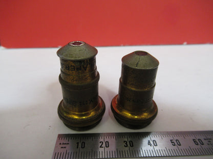 LOT 2ea OBJECTIVE SPENCER AO BRASS VINTAGE MICROSCOPE PART AS PICTURED S3-B-17
