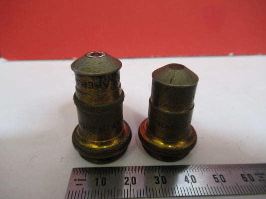 Lot 2ea Objective Spencer Lens Co. American Optical Co. Brass Vintage Microscope Part