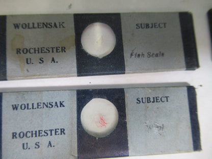 ANTIQUE WOLLENSAK NY PREPARED SLIDES LOT MICROSCOPE PART AS PICTURED W6-A-82