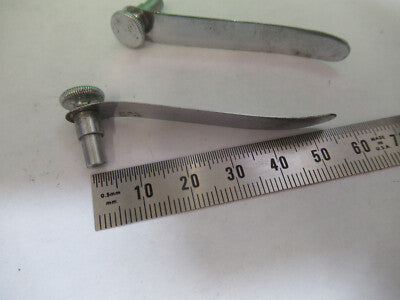 BAUSCH LOMB ANTIQUE CLIPS PAIR MICROSCOPE PART AS PICTURED &A9-B-38