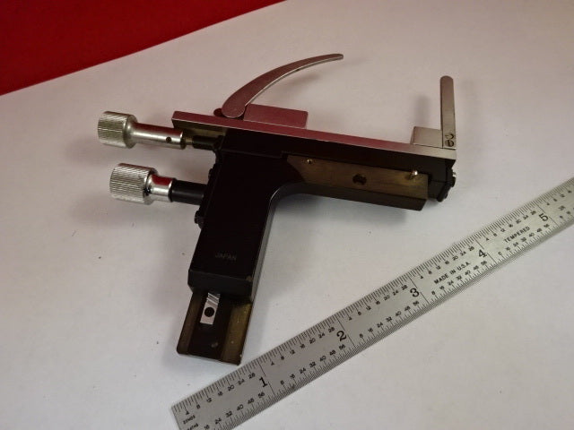 STAGE MICROMETER JAPAN CLIPS MICROSCOPE PART AS IS &33-A-77