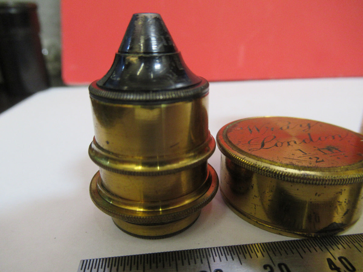 ANTIQUE BRASS WRAY LONDON "1/2" OBJECTIVE MICROSCOPE AS PICTURED &F8-A-83