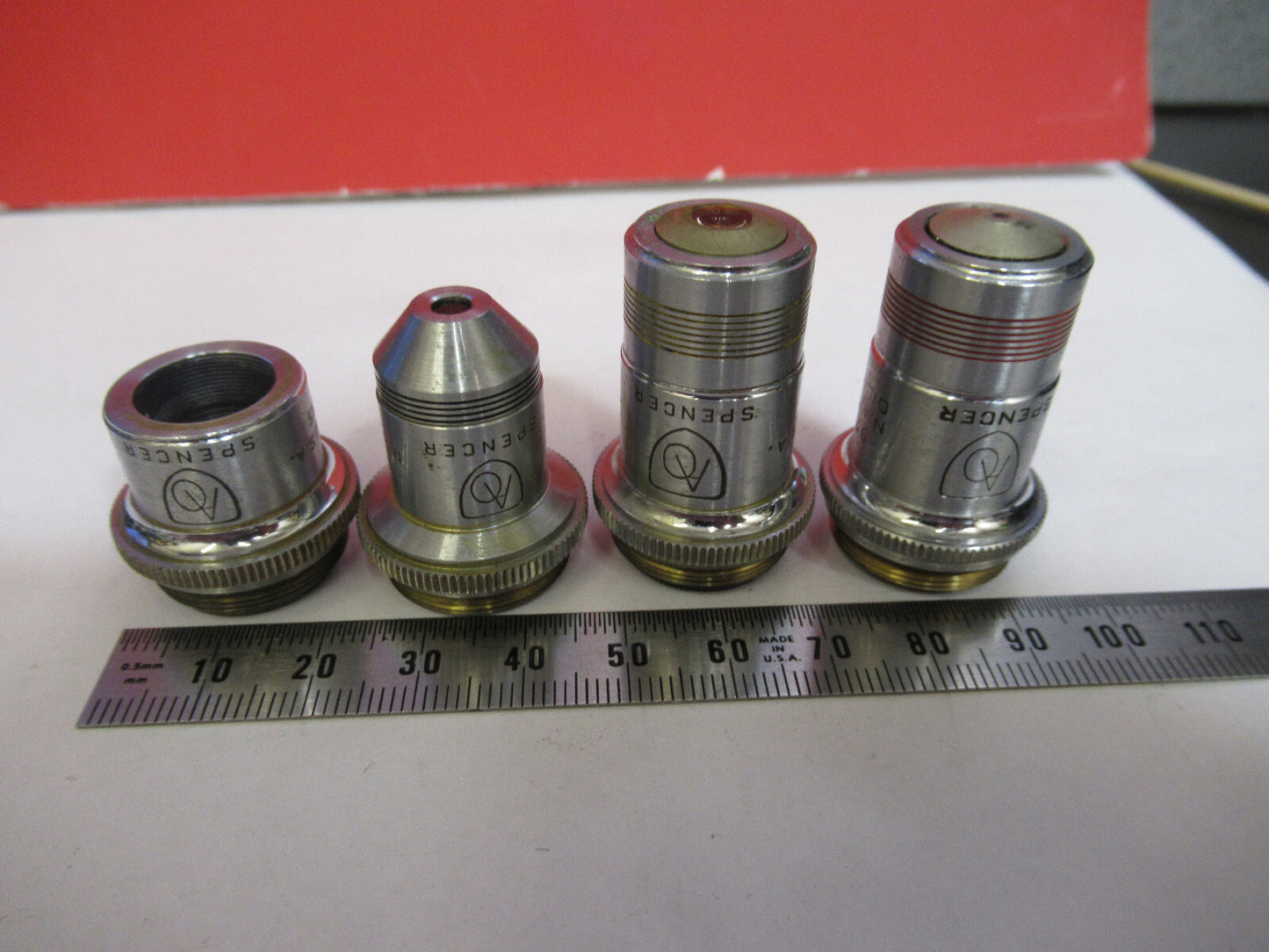 LOT AO AMERICAN SPENCER OBJECTIVES OPTICS MICROSCOPE PART AS PICTURED S4-B-77