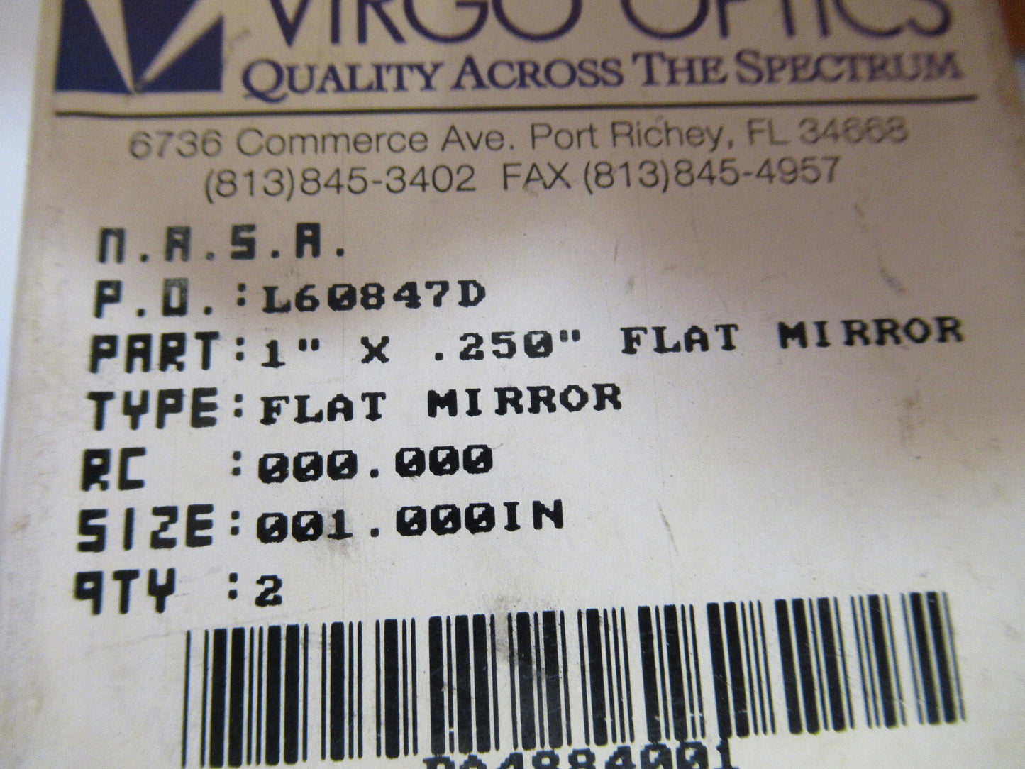 OPTICAL ex-NASA COATED LENS  PAIR  PRO LASER OPTICS AS PICTURED Y4-A-82