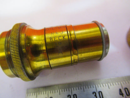 ANTIQUE BRASS RJ BECK LONDON "1/12" OBJECTIVE MICROSCOPE AS PICTURED &F8-A-85