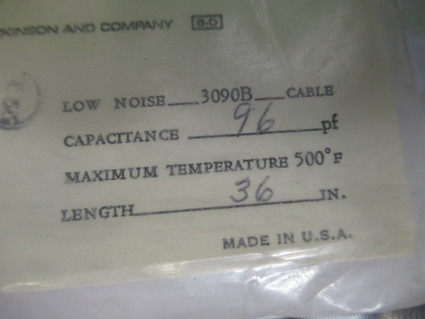 PCB ENDEVCO LOW NOISE CABLE 3090B for accelerometer  AS PICTURED S7-A-25