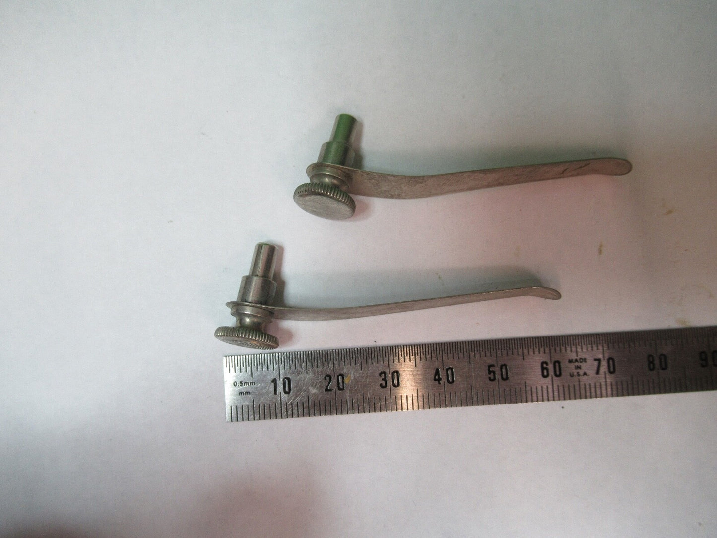 ANTIQUE SPENCER PAIR CLIPS STAGE MICROSCOPE PART AS PICTURED G5-A-10