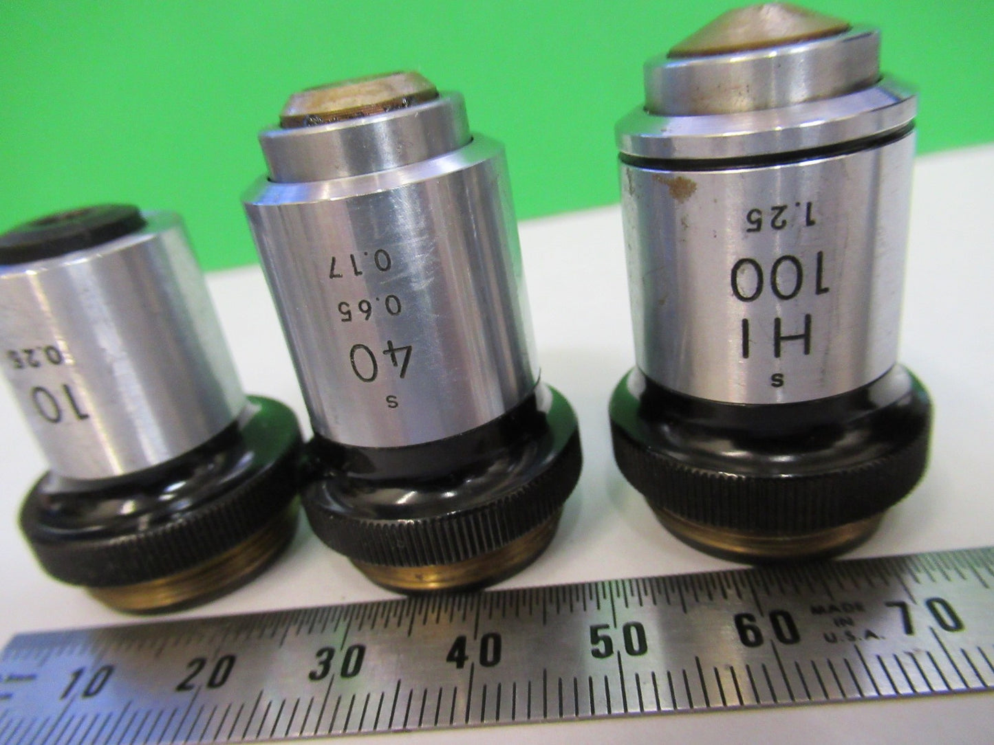 LOT OBJECTIVE NIKON JAPAN 10X 40X 100X MICROSCOPE PART AS PICTURED T4-B-26