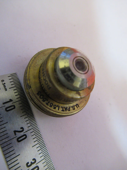 ANTIQUE BRASS BAUSCH LOMB 4mm OBJECTIVE LENS MICROSCOPE PART AS PICTURED T5-A-32