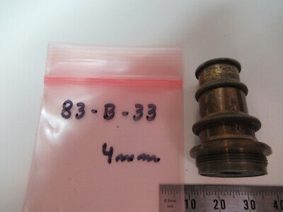 ANTIQUE BRASS OBJECTIVE SPENCER 4mm OPTICS MICROSCOPE PART AS PICTURED &83-B-33