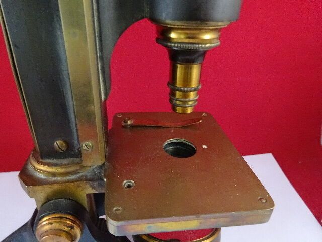 MICROSCOPE ANTIQUE BRASS JAMES PARKES BIRMINGHAM ENGLAND UK OPTICS AS IS #LOB