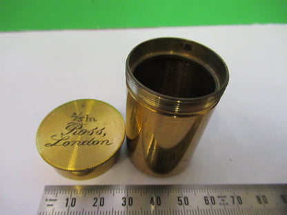 ROSS LONDON EMPTY CANISTER ANTIQUE BRASS OBJECTIVE MICROSCOPE AS PIC S1-B-70