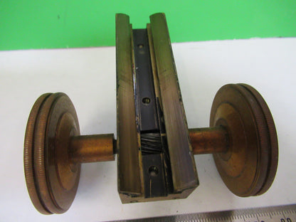 ANTIQUE BAUSCH LOMB MACRO STAGE KNOBS BRASS MICROSCOPE PART AS PICTURED S7-A-02