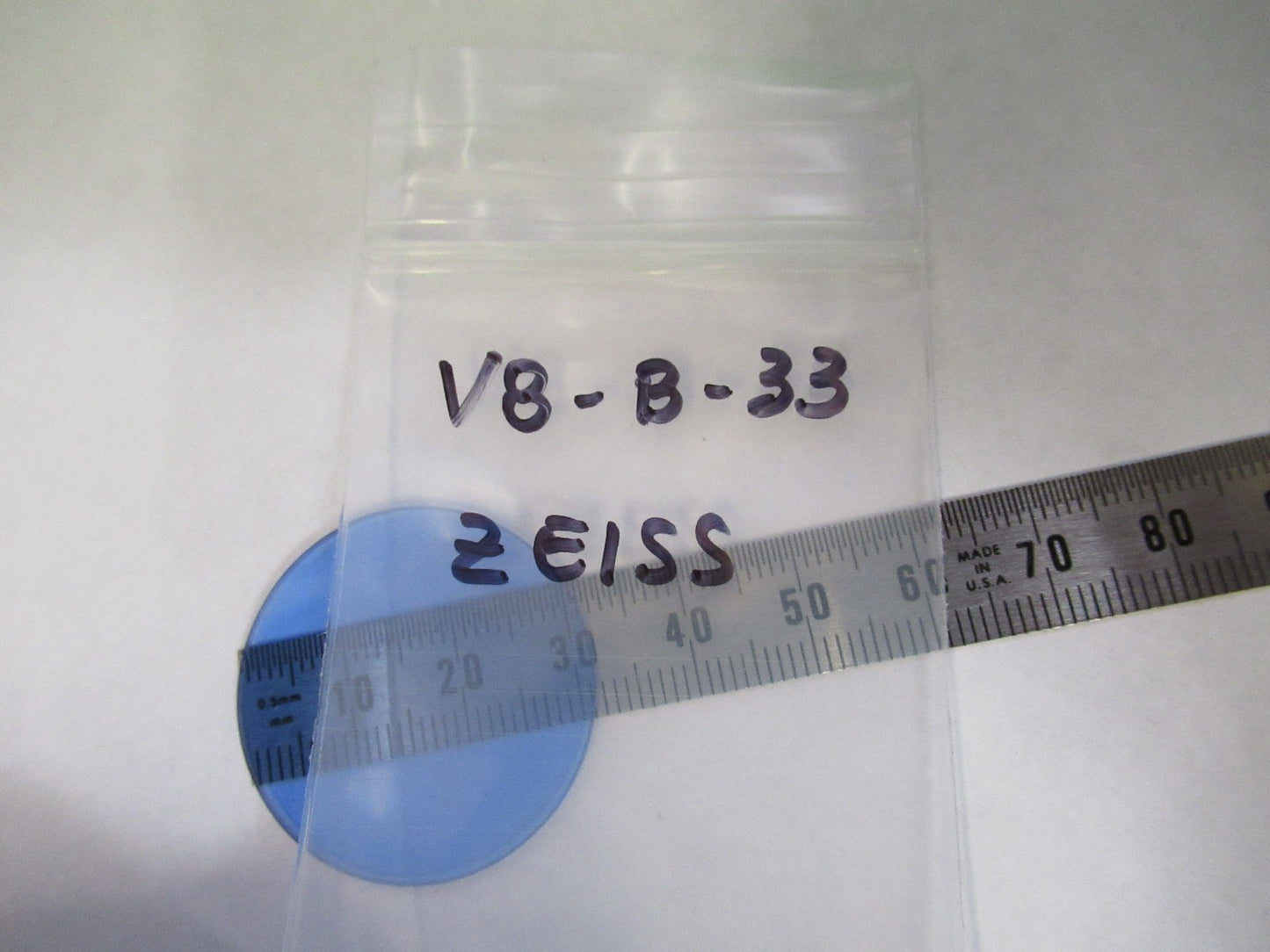 ZEISS GERMANY GLASS FILTER LIGHT BLUE OPTICS MICROSCOPE PART AS PICTURED V8-B-33