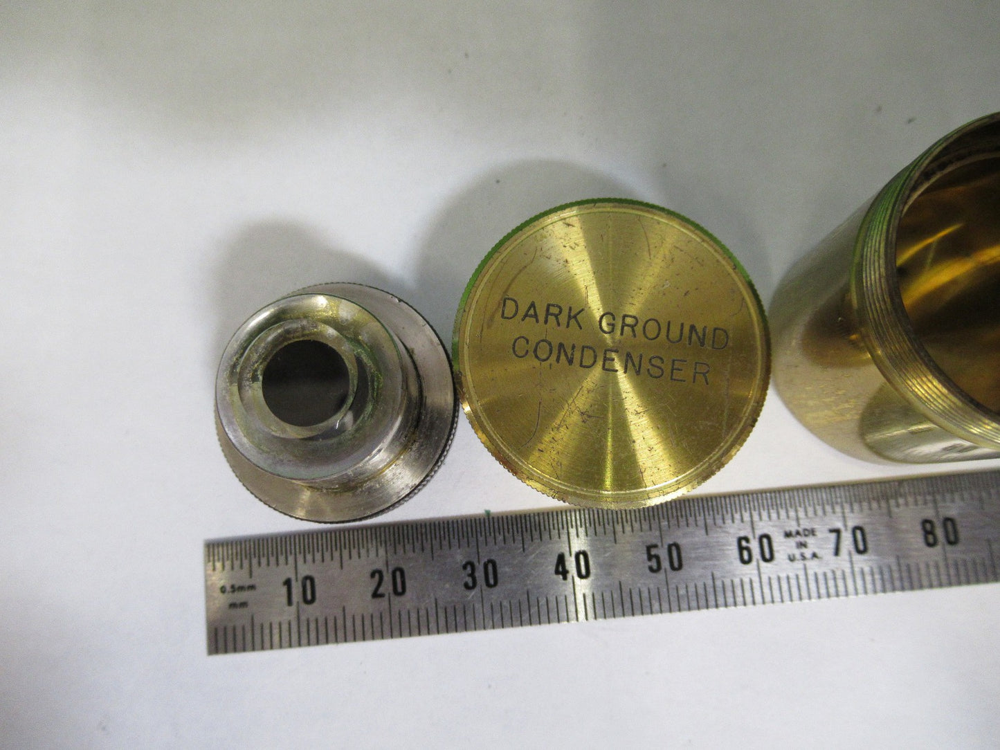 ANTIQUE BRASS DARK CONDENSER BECK UK + CANISTER MICROSCOPE PART AS PIC X3-B-19