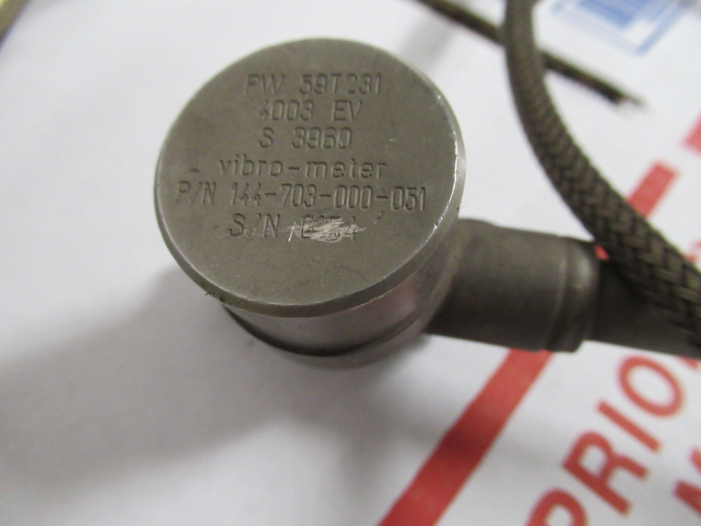 Meggitt Vibro-meter 144-703-000 Pw Turbine Accelerometer Test Vibration