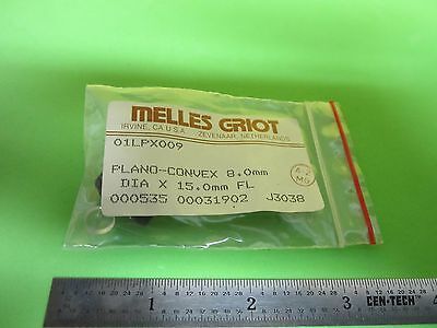 OPTICAL MELLES GRIOT LENS PLANO CONVEX 8mm DIAMETER FL 15mm LASER OPTICS B#C5-84