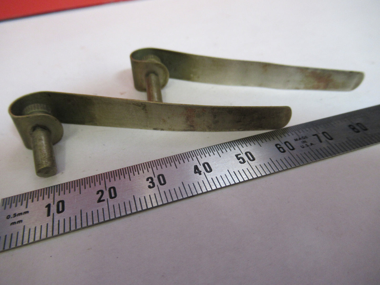 ANTIQUE STANLEY PAIR CLIPS STAGE MICROSCOPE AS PICTURED &F8-A-60