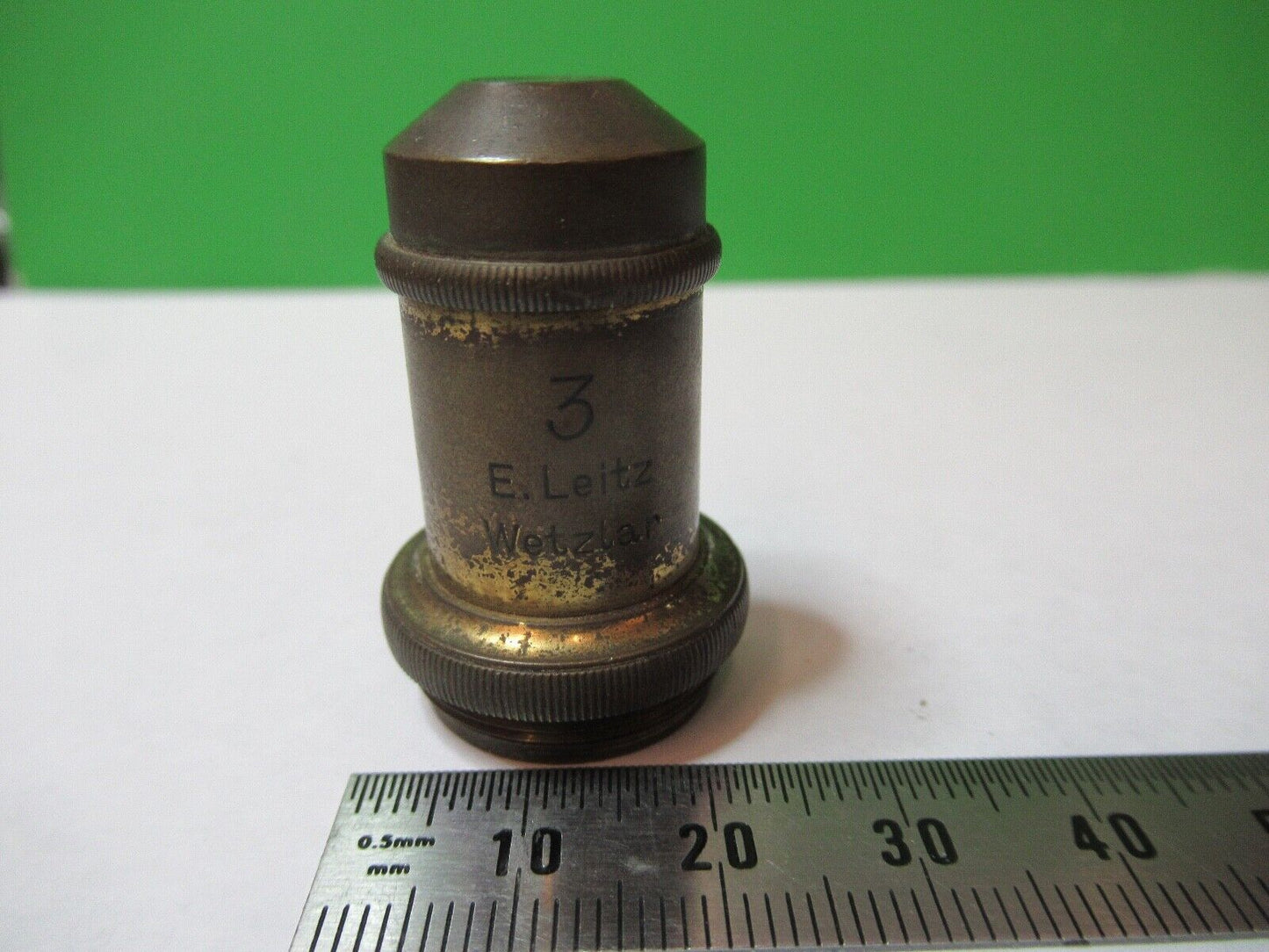 ANTIQUE ERNST LEITZ GERMANY "3" OBJECTIVE  MICROSCOPE PART AS PICTURED S2-C-101
