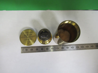 ANTIQUE BRASS OBJECTIVE 3 inch LENS COLLINS LONDON UK MICROSCOPE PART X3-B-22