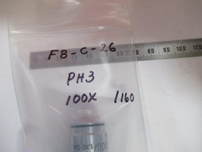 ZEISS GERMANY PHASE PH3 100X /160 OBJECTIVE MICROSCOPE PART AS PICTURED F8-C-26