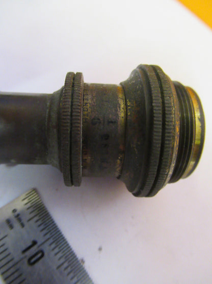 ANTIQUE  BRASS BAUSCH LOMB OBJECTIVE 1/6 MICROSCOPE PART AS PICTURED S4-B-38