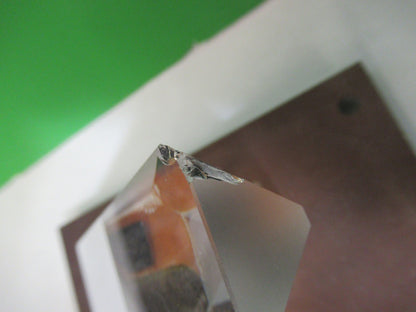 OPTICAL GLASS PRISM MOUNTED [chipped] MICROSCOPE OPTICS PART AS PICTURED 98-A-01