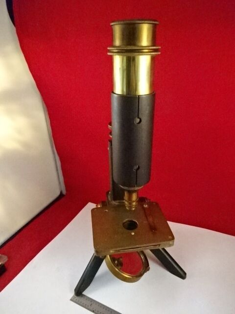 MICROSCOPE ANTIQUE BRASS JAMES PARKES BIRMINGHAM ENGLAND UK OPTICS AS IS #LOB