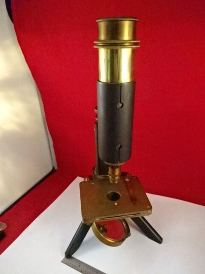 MICROSCOPE ANTIQUE BRASS JAMES PARKES BIRMINGHAM ENGLAND UK OPTICS AS IS #LOB