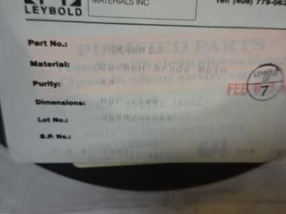 Leybold Vacuum EVApoRATION Target 38M40012 Carbon Grade 0618 MDP1100