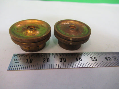 ANTIQUE SPENCER AO PAIR of BRASS KNOBS STAGE MICROSCOPE AS PICTURED &Z1-A-122