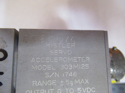 KISTLER VINTAGE SERVO ACCELEROMETER 303m125 vibration 5 g's AS PICTURED Y2-A-53