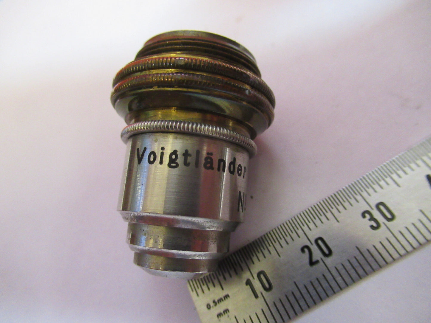 ANTIQUE BRASS VOIGTLANDER BRAUNSCHWEIG OBJECTIVE MICROSCOPE AS PICTURED &F8-A-74