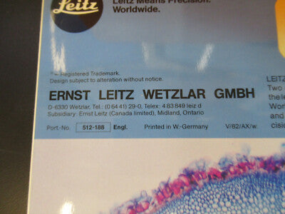 ORIGINAL BOOKLET LEITZ WETZLAR GERMANY DIALUX 22 MICROSCOPE PART AS PICTURED W3